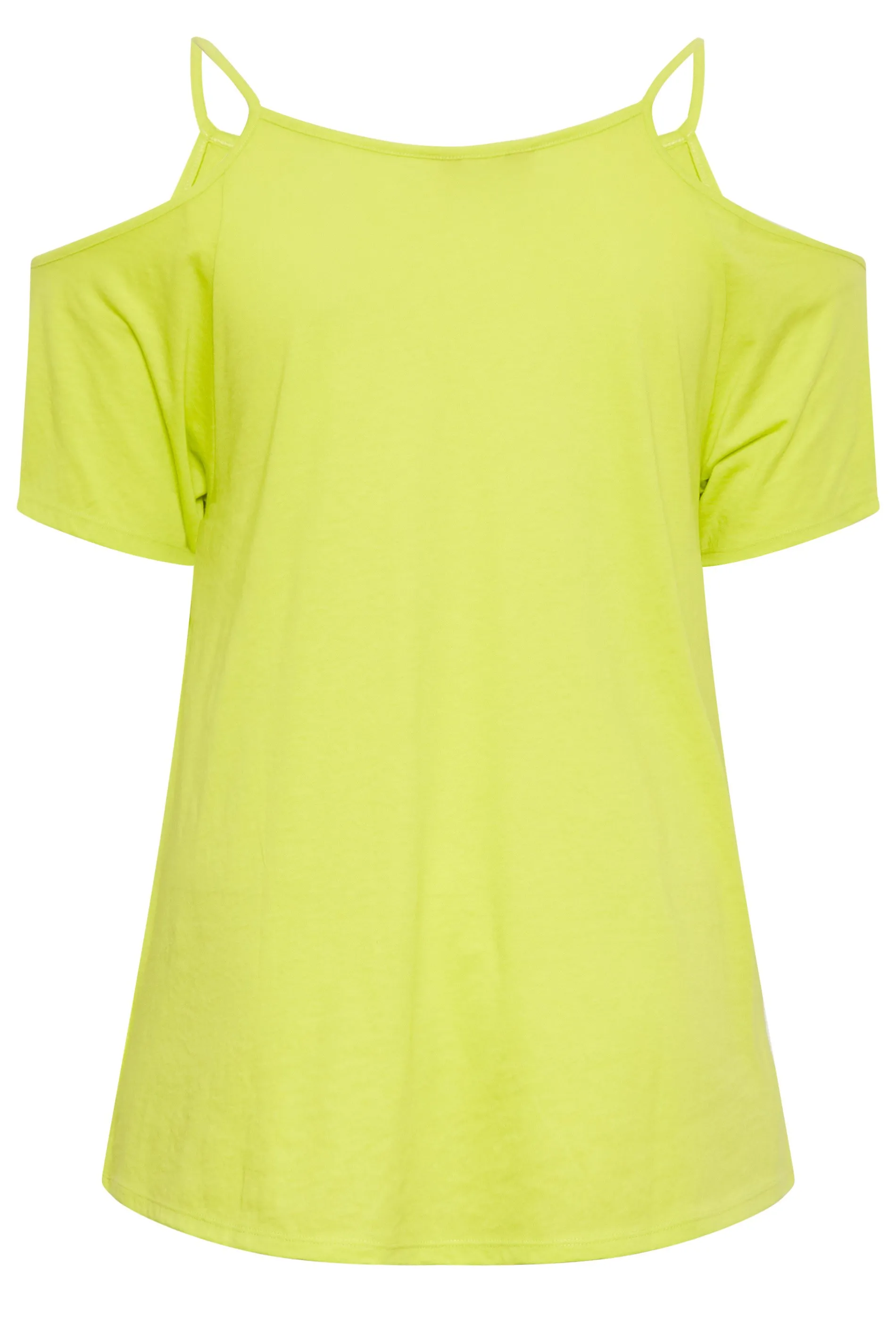 YOURS Curve Lime Green Cold Shoulder Top